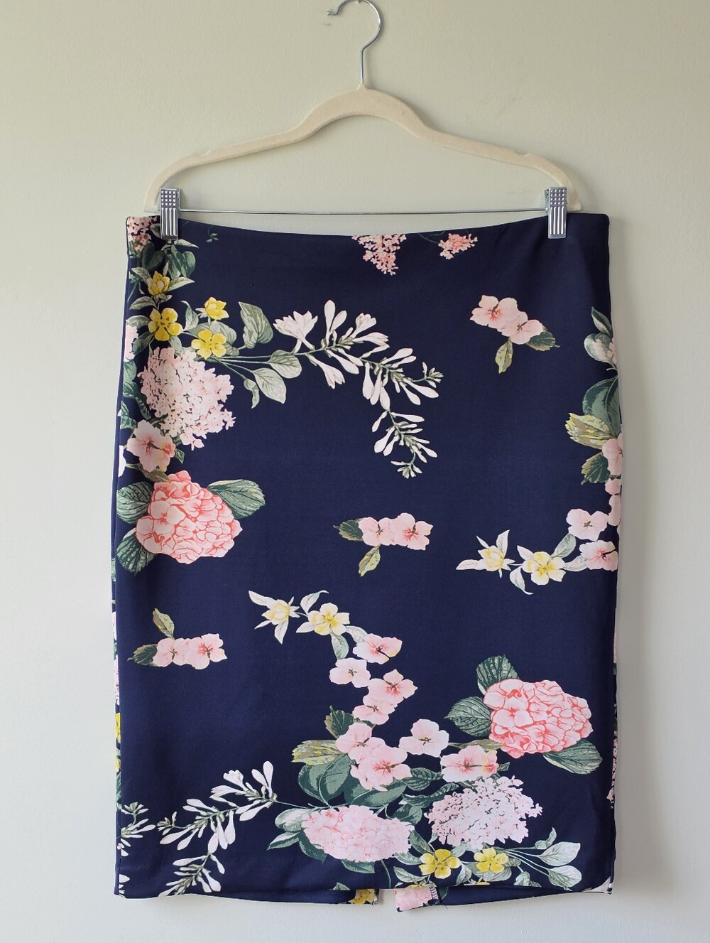 NY&Co Navy, Pink & Yellow Floral Pencil Skirt